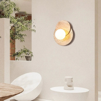 DecorBites™ Cream Style LED Wall Lamp for Bedroom, Soft Light Wood Stone Design