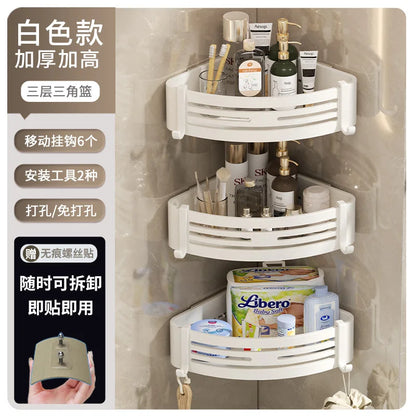 DecorBites™ Corner Shelf Organizer: Wall Mounted Storage Rack for Bathroom and Kitchen