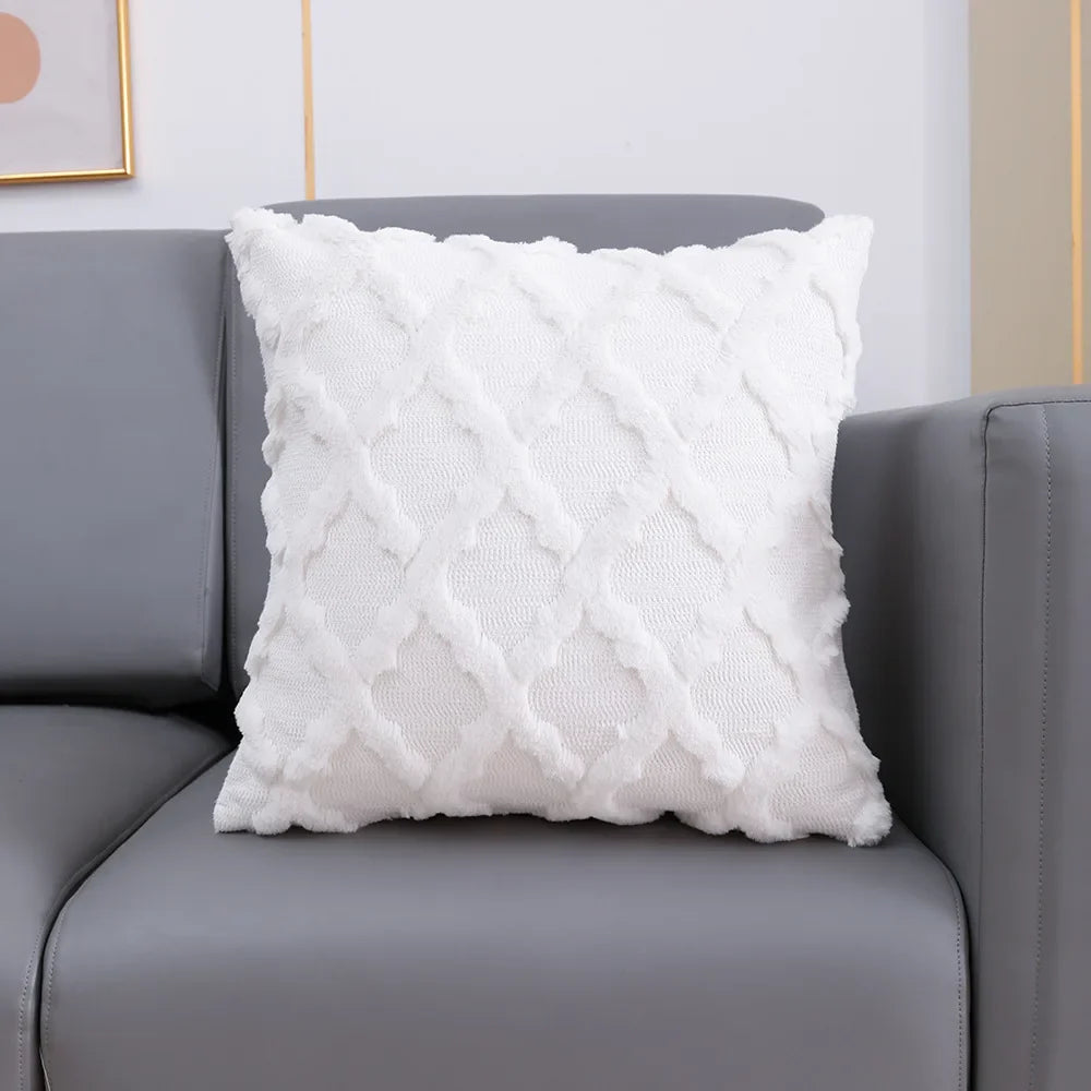 DecorBites™ Fluffy Embroidery Diamond Cushion Cover for Home Decor - 45x45cm