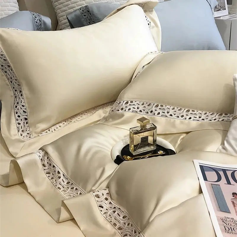 DecorBites™ Eucalyptus Fiber Hollow Wide Edge Bedding Set - Soft, Silky, & Breathable