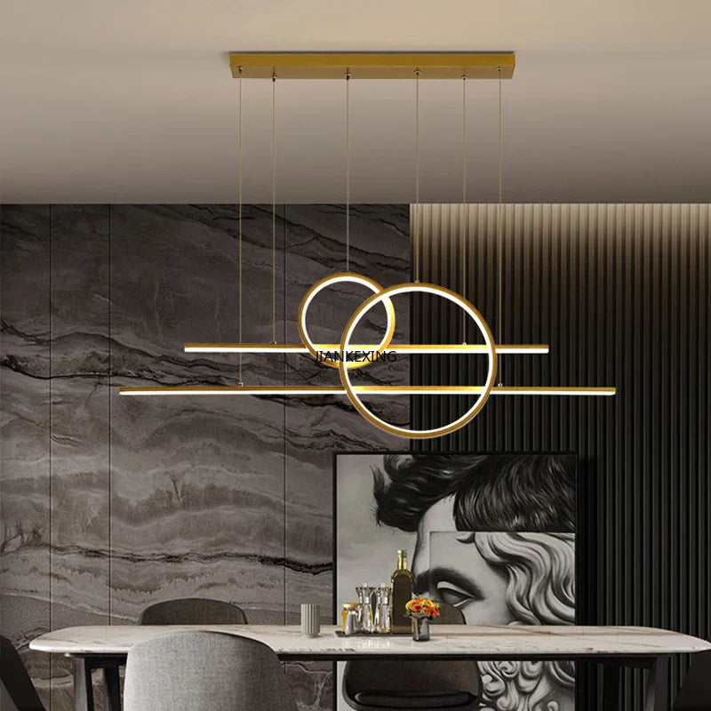 DecorBites™ Gold Black Dimmable LED Chandelier for Dining Room Kitchen Bar Lighting
