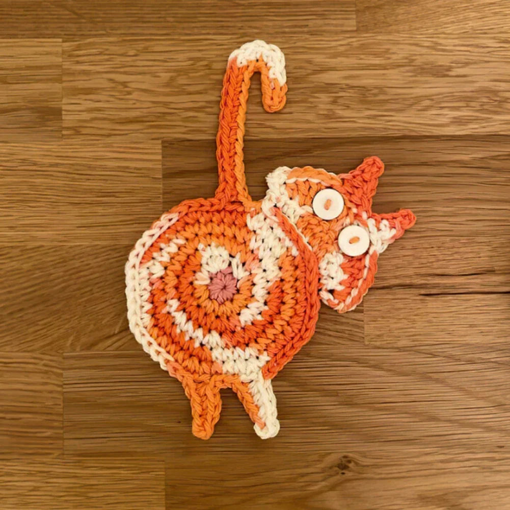 DecorBites™ Cat Butt Coasters: Handmade Funny Kitties Cup Mat - Set of 4