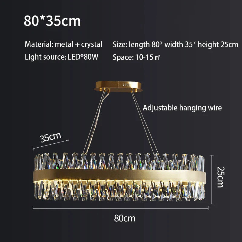 Crystal LED Ceiling Chandelier Oval 100cm