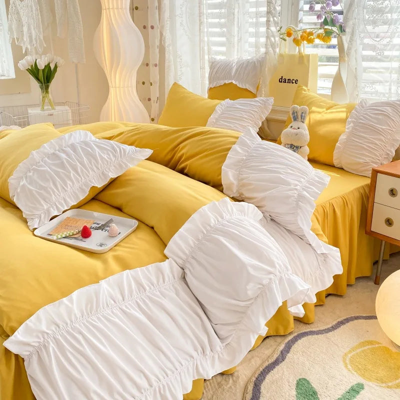 Solid Cotton Lace Bedding