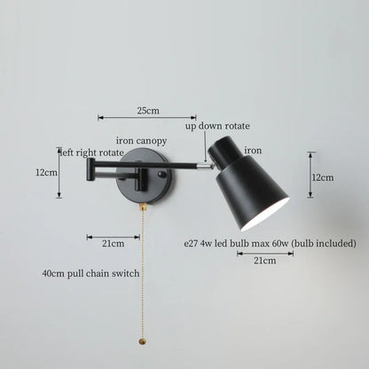 DecorBites™ Cream LED Swing Arm Wall Lamp for Living Room Bedroom Mirror Stair Light
