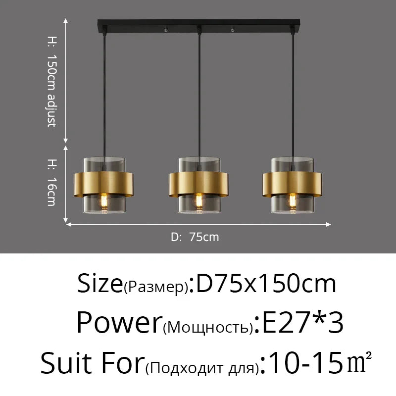 DecorBites™ Golden Pendant Lights for Aisle, Restaurant, Bedroom - Nordic Postmodern Minimalist Style