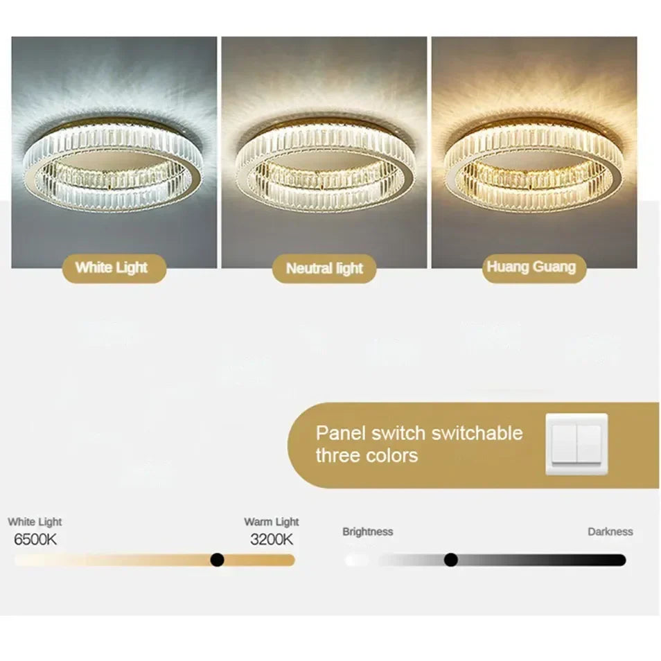 DecorBites™ Crystal Circle LED Ceiling Chandelier for Modern Living Room, Bedroom, and Study