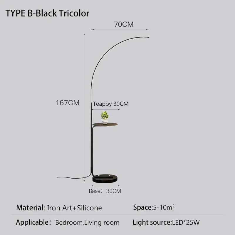 DecorBites™ LED Art Floor Lamp Modern Design Black White Gold Living Room Decoration