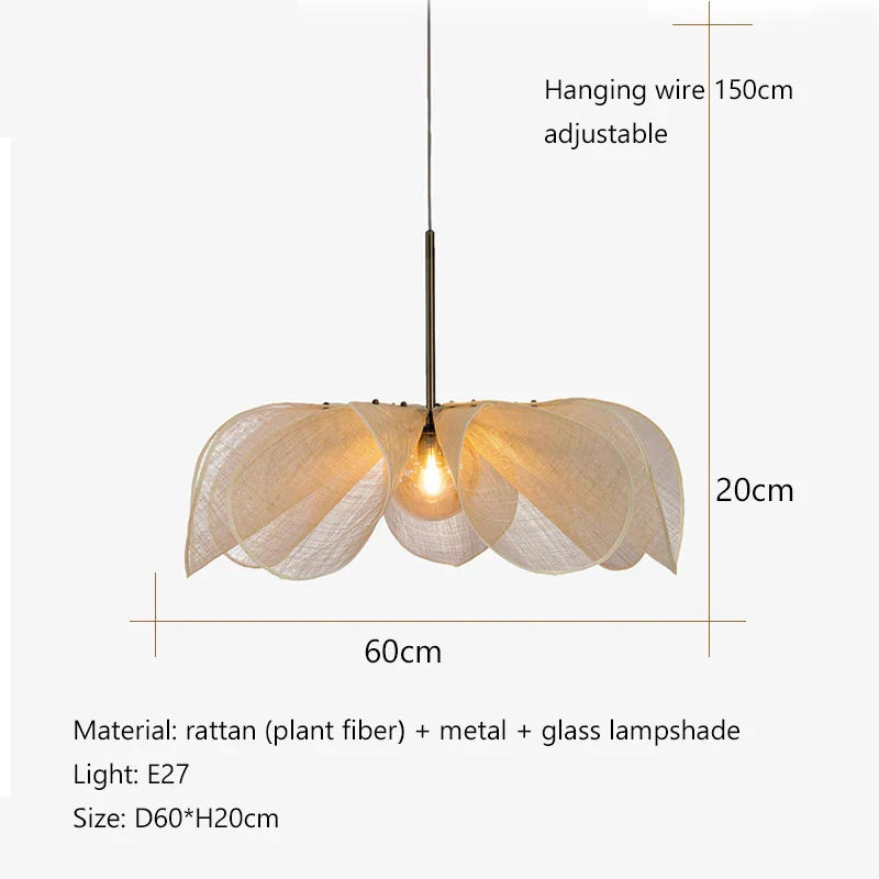 DecorBites™ Cream Fabric Flower Chandelier LED Dining Table Hanging Lamp