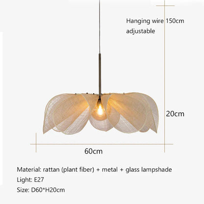 DecorBites™ Cream Fabric Flower Chandelier LED Dining Table Hanging Lamp