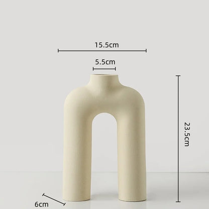 DecorBites™ Geometric Ceramic Vase: Hollowed-out Letters Flower Arrangement Home Decor