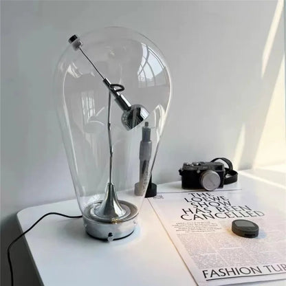 DecorBites™ Lodes Blow Glass Table Light: Adjustable Modern Chrome Lamp for Home, Store, and Bar