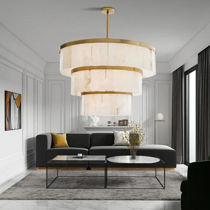 DecorBites™ Gold Marble Ceiling Pendant Light Round Elegant Luxury Hanging Lamp