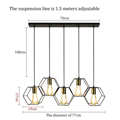 DecorBites™ Industrial LED Hanging Pendant Light Fixture for Dining Room and Living Room
