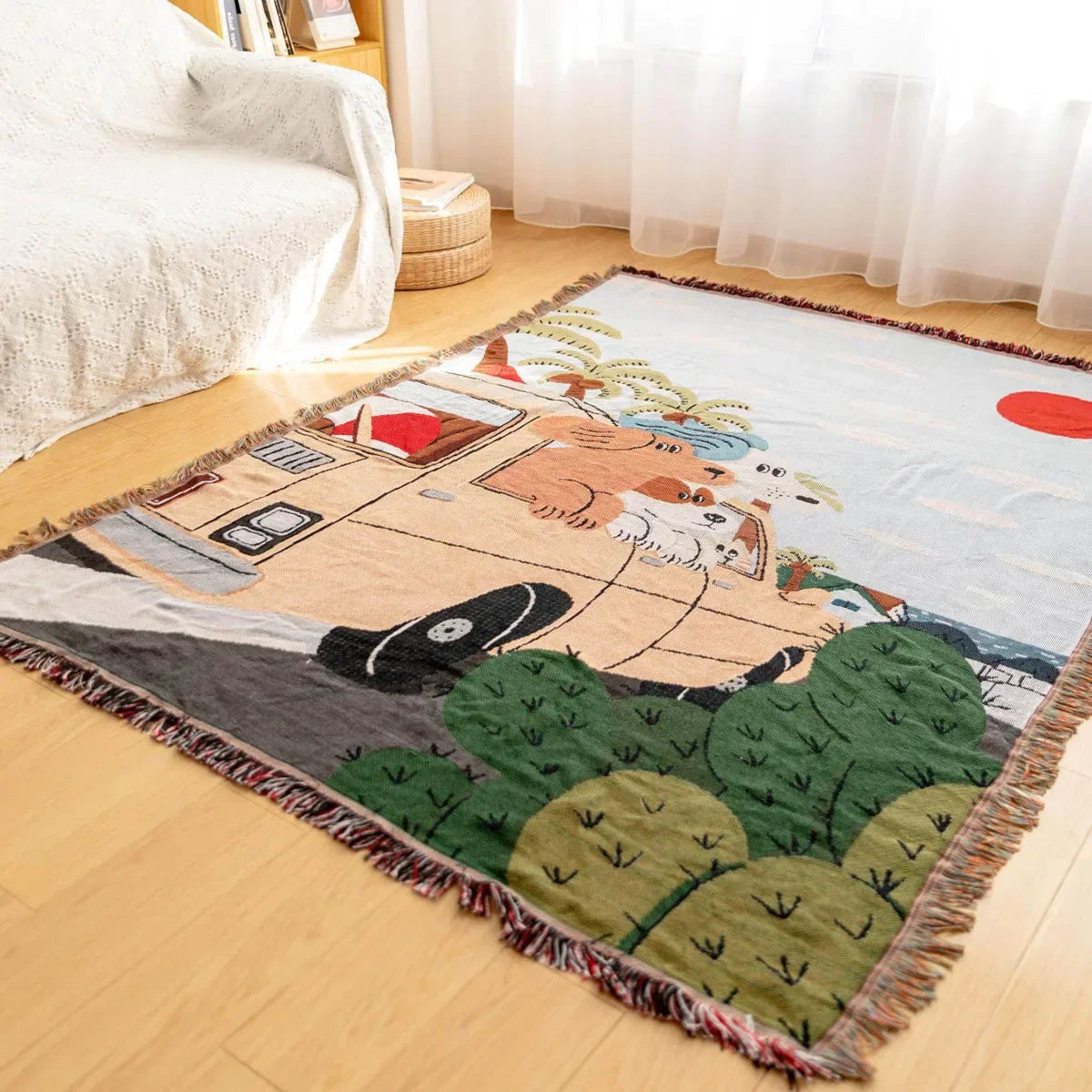 Tapestry Knit Sofa Blanket