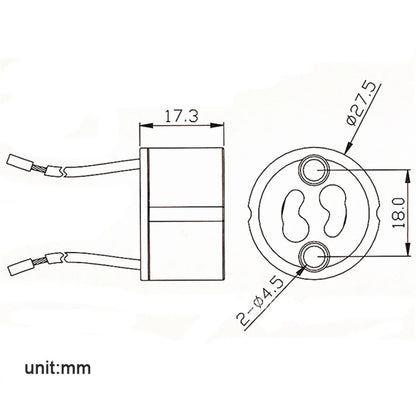 DecorBites™ GU10 Ceramic Socket Holder with Metal Bracket for Halogen Incandescent Bulb