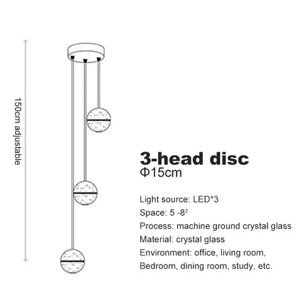 DecorBites™ Crystal Ceiling Chandelier for Staircase & Hallway, Elegant Long Cable Pendant Light