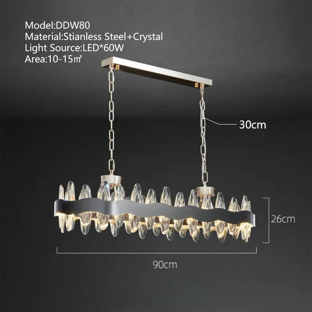 DecorBites™ Crystal LED Chandelier: Luxury Living Room Pendant Light with Modern Design