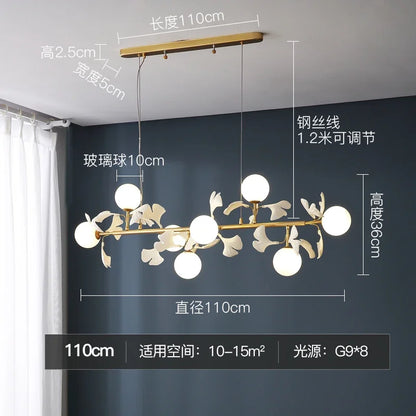 DecorBites™ Gingko Leaf Branch LED Ceiling Chandelier for Modern Living Room and Bedroom