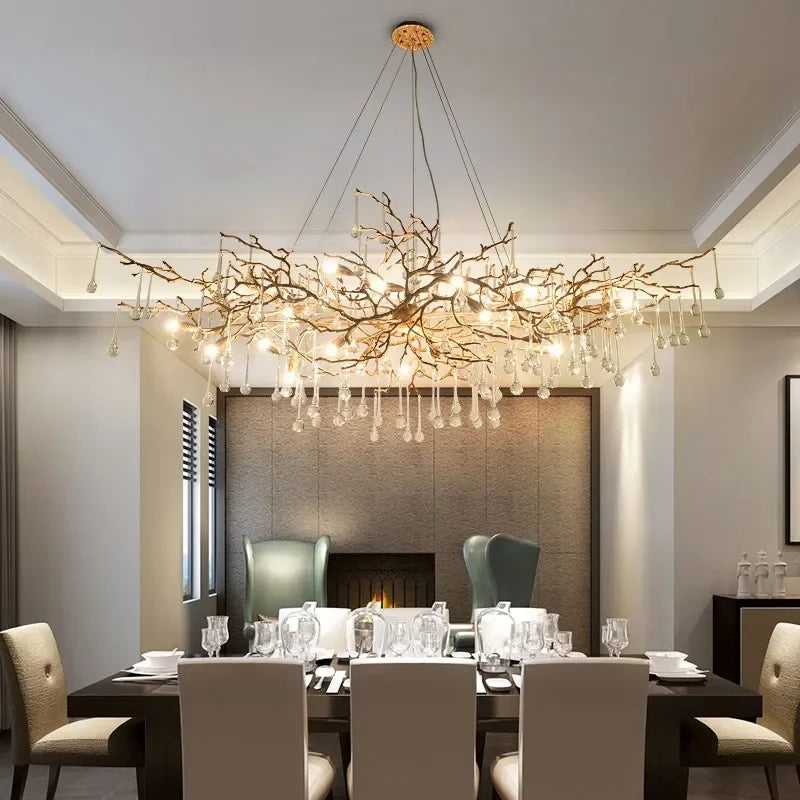Crystal Copper Branch Chandelier