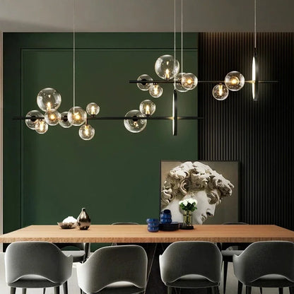 DecorBites™ Glass Ball LED Chandelier: Modern Nordic Style for Living, Dining, Kitchen, Study