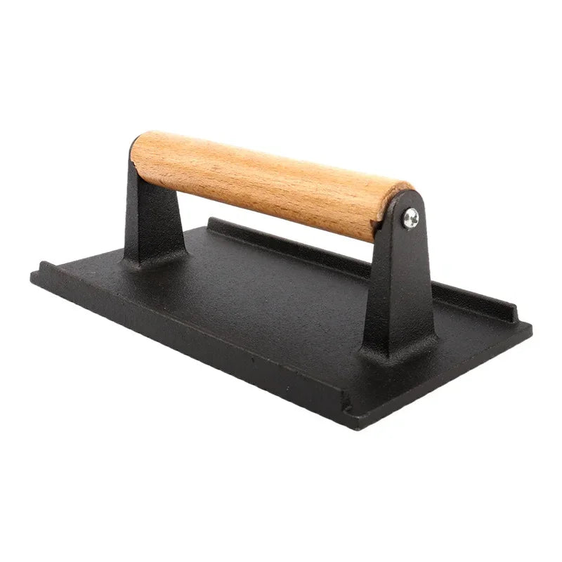 Cast Iron Steak Press With Wooden Handle