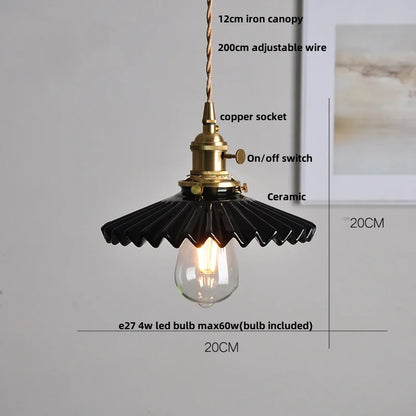 DecorBites™ Brown Wood LED Pendant Lamp Ceramic Nordic Hanging Light Fixtures