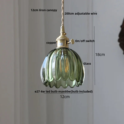 DecorBites™ Clear Glass LED Pendant Light Fixture Modern Copper Knob Switch Hang Lamp