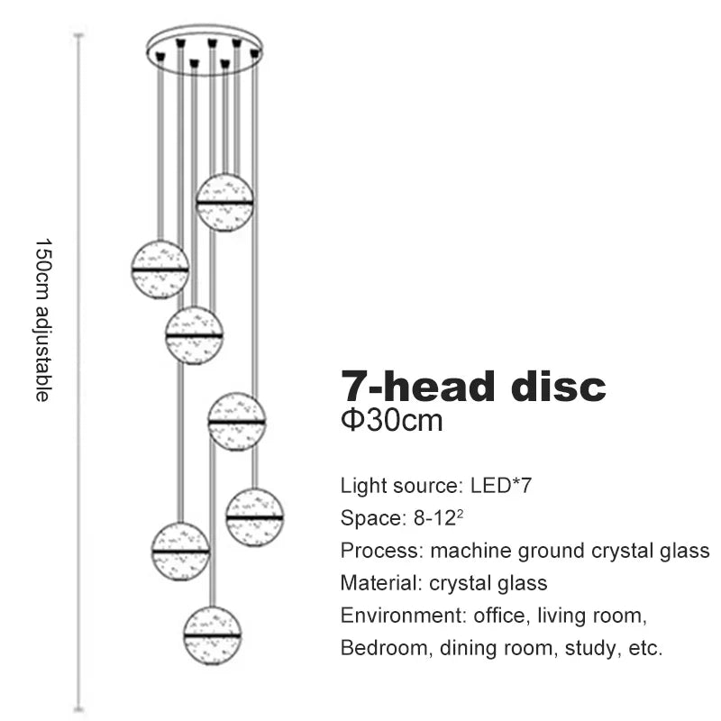 DecorBites™ Crystal Ball Chandelier Pendant Light for Staircase Hallway Bar Décor