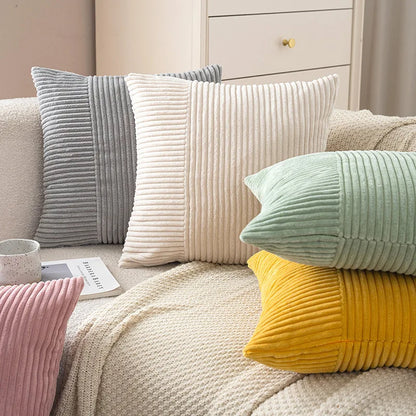 DecorBites™ Corduroy Striped Body Pillow: Soft Lumbar Support & Cozy Home Decor