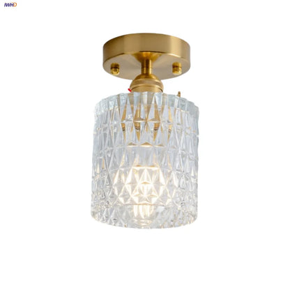 DecorBites™ Clear Glass LED Ceiling Light Fixture Modern Nordic Copper Knob Switch Lamp