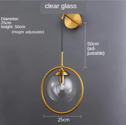 DecorBites™ Golden Glass Ball Wall Sconce Light Fixture for Modern Living Room Decor