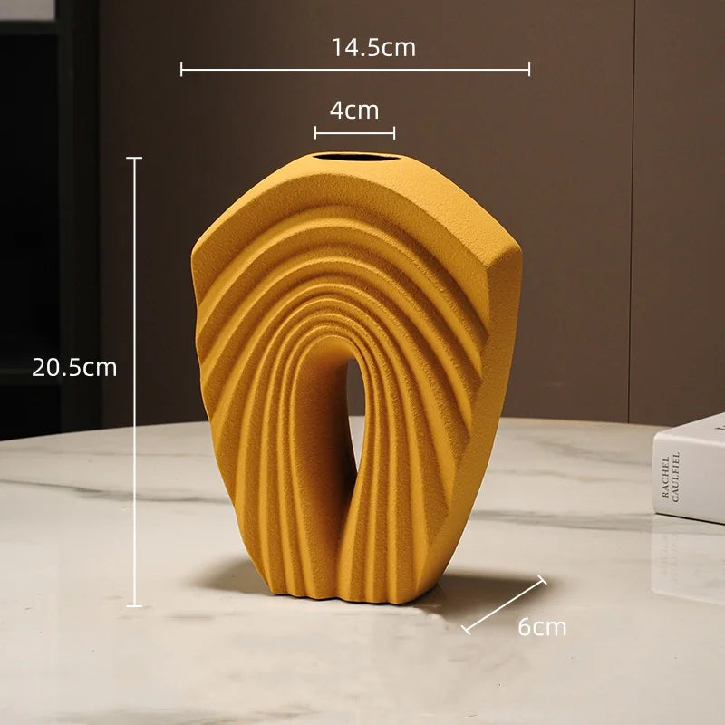 DecorBites™ Geometric Folds Ceramic Flower Vase - Home Decor Handicrafts
