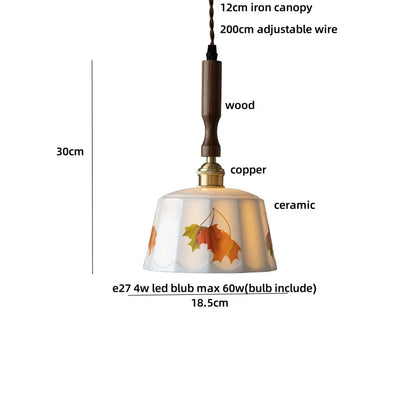 DecorBites™ Brown Wood Ceramic Tassel LED Pendant Lights for Modern Interior Lighting