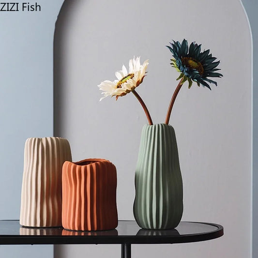 DecorBites™ Irregular Ceramic Vase for Modern Floral Arrangement & Room Decor