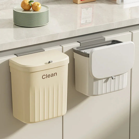 DecorBites™ Kitchen Cabinet Hanging Trash Can with Lid and Large Capacity