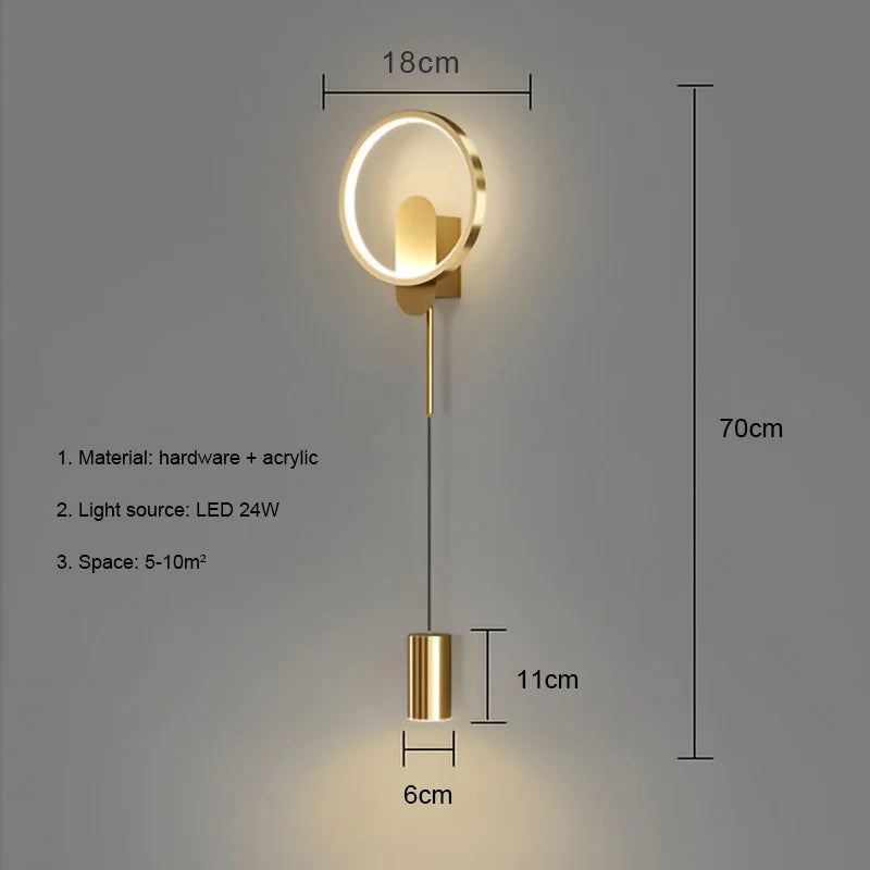 DecorBites™ Gold LED Wall Light 24W Modern Nordic Wall Lamp for Home Decor