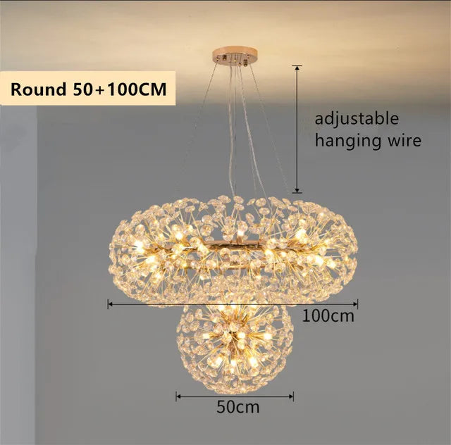 Gold Crystal LED Hanging Lamp