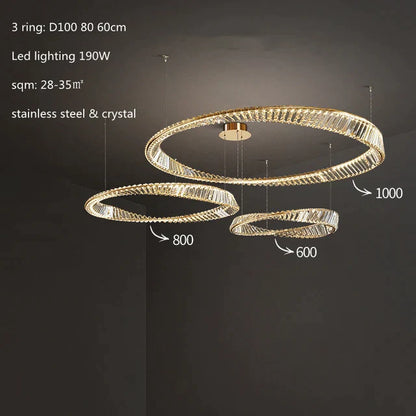 DecorBites™ Crystal LED Chandelier: Elegant Irregular Ring Pendant Light for Modern Home Decor