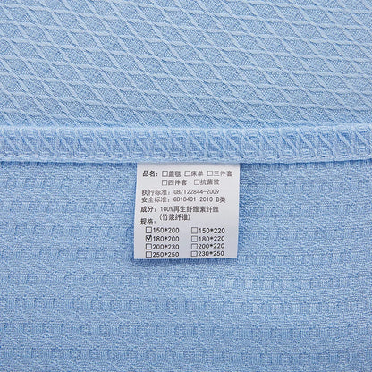 DecorBites™ Bamboo Fiber Summer Quilt - Lightweight & Breathable Diamond Grid Blanket