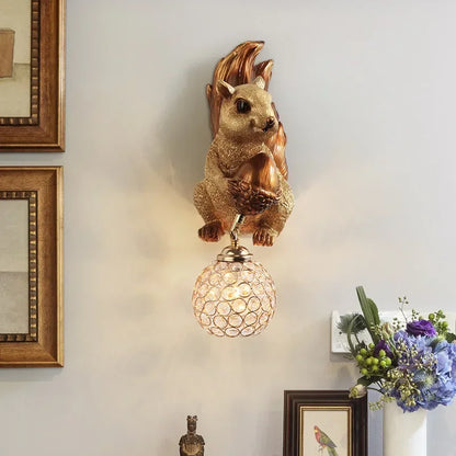 DecorBites™ Cute Squirrel Resin LED Wall Lamps for Home Decor and Lighting