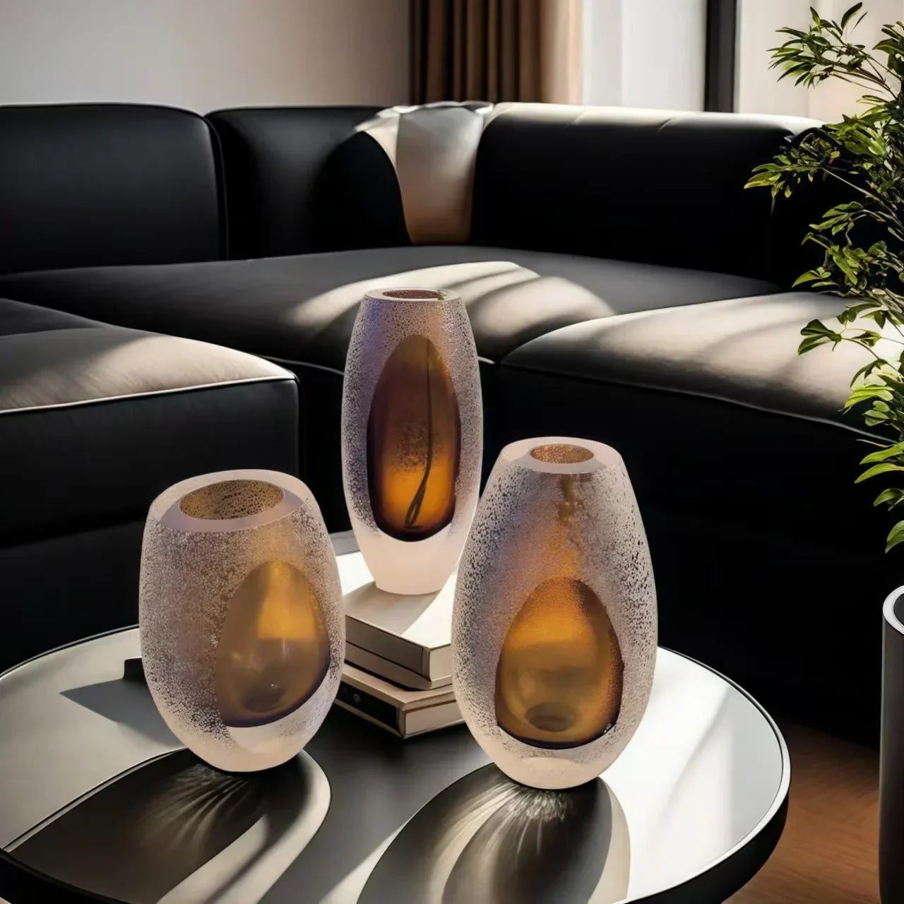 DecorBites™ Frosted Glass Vase for Home Decor and Floral Arrangements