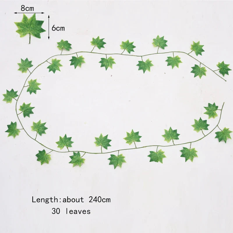 DecorBites™ Ivy Green Fake Leaves Garland Vine Wall Decoration Artificial Plants
