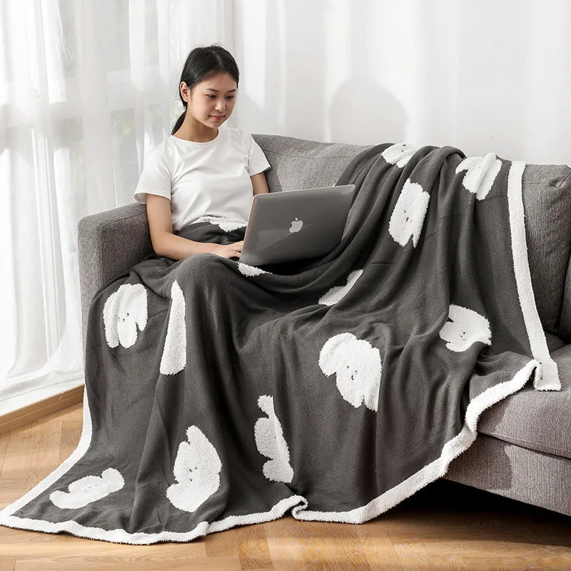 DecorBites™ Cozy Flannel Blanket for Home Office - Double-Sided Knitted Sofa Cover & Quilt