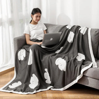 DecorBites™ Cozy Flannel Blanket for Home Office - Double-Sided Knitted Sofa Cover & Quilt