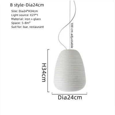 DecorBites™ Glass Whorls Cocoon Pendant Light - Milky White, Modern Hanging Lamp
