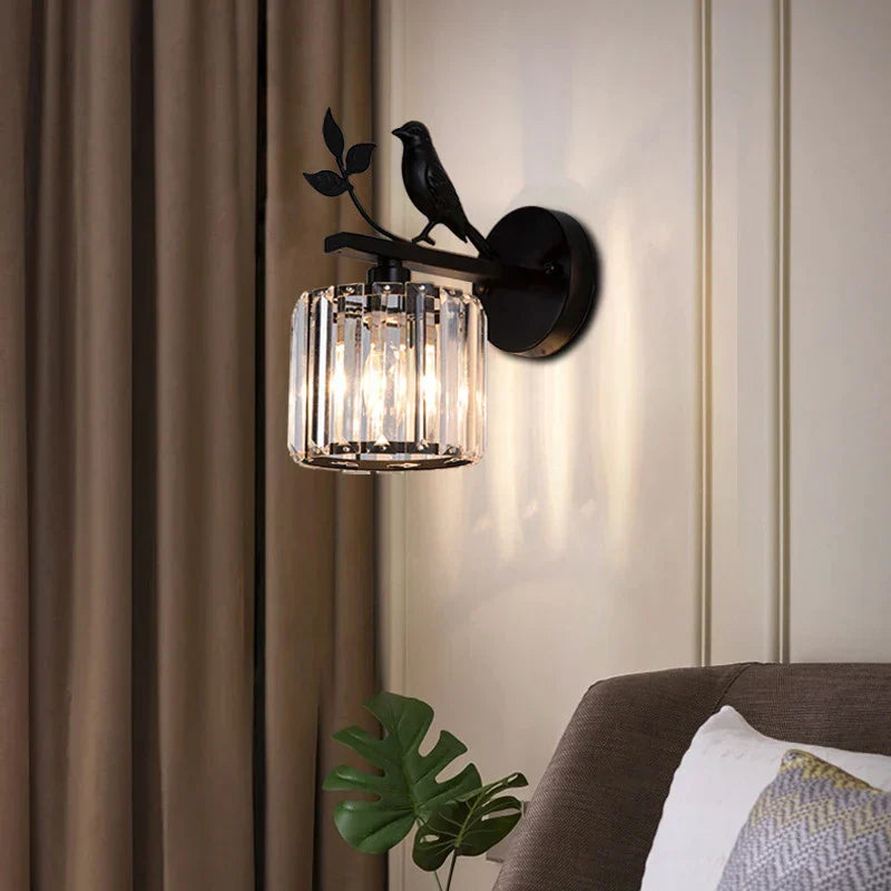 DecorBites™ Crystal Bird Wall Lamp: Modern Luxury for Living Room, Bedroom, and Corridor