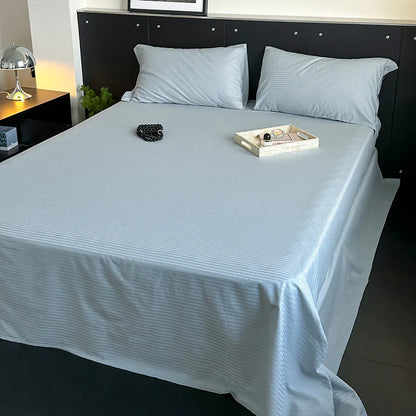 DecorBites™ Luxe Cotton Satin Stripe Bed Sheet Set with 2 Pillowcase