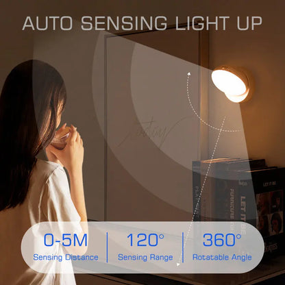 DecorBites™ 360° Rotate Night Light USB Rechargeable Magnet Wall Lamp for Staircase Bedroom