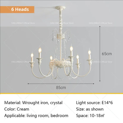 DecorBites™ French Light Luxury Living Room Chandelier American Atmosphere Candle Lamp